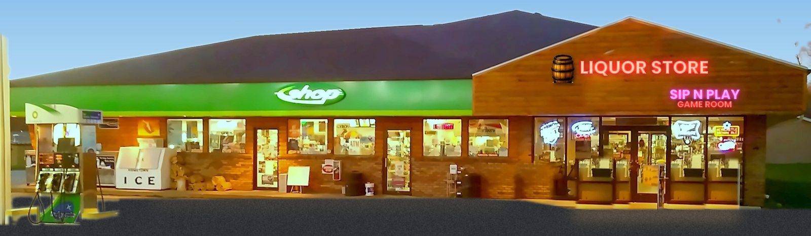 Beer Barrel Liquor Store and the BP shop, 1070 W Fulton St, Waupaca